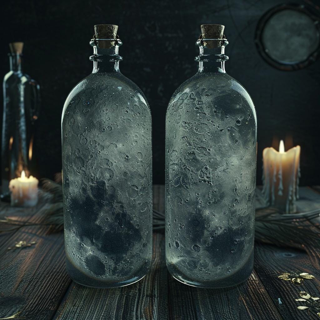 Moon Water Ritual Set | 2 Bottles | Current Lunar Phase | Charged Ritual Water | Witchy Altar Supply