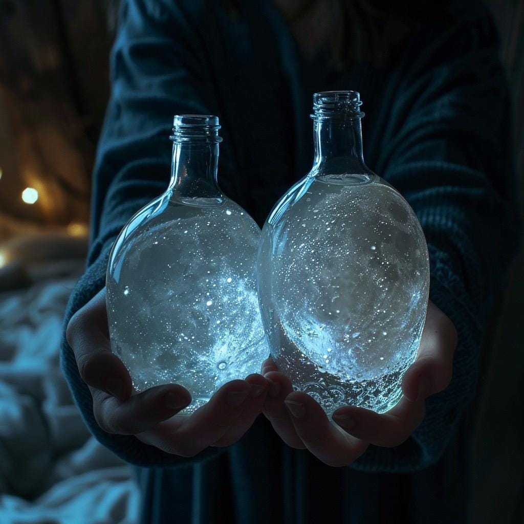 Moon Water Ritual Set | 2 Bottles | Current Lunar Phase | Charged Ritual Water | Witchy Altar Supply