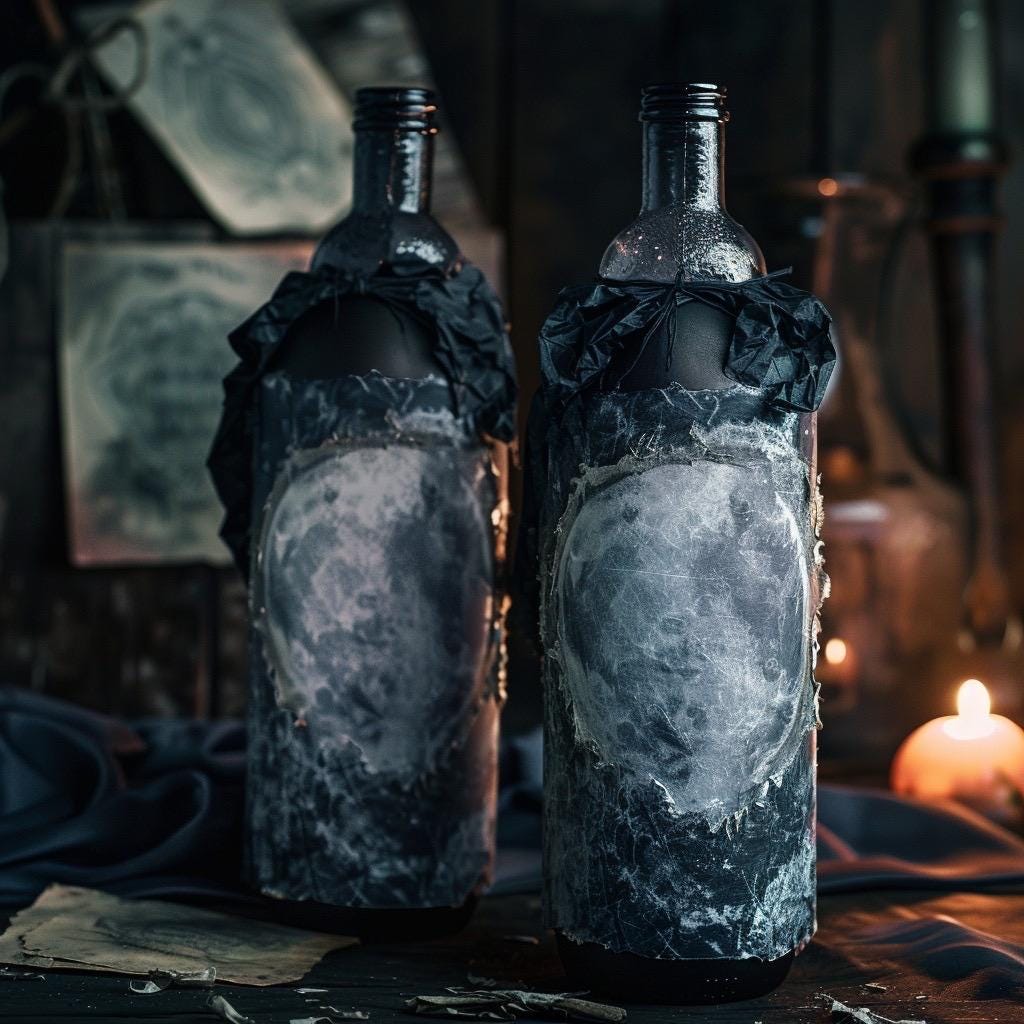 Moon Water Ritual Set | 2 Bottles | Current Lunar Phase | Charged Ritual Water | Witchy Altar Supply