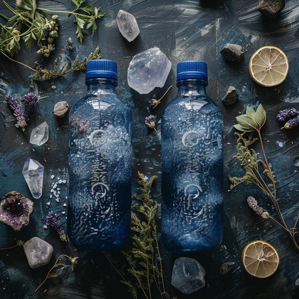 Moon Water Ritual Set | 2 Bottles | Current Lunar Phase | Charged Ritual Water | Witchy Altar Supply