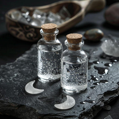 Moon Water Ritual Set | 2 Bottles | Current Lunar Phase | Charged Ritual Water | Witchy Altar Supply