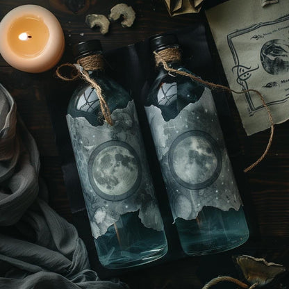 Moon Water Ritual Set | 2 Bottles | Current Lunar Phase | Charged Ritual Water | Witchy Altar Supply