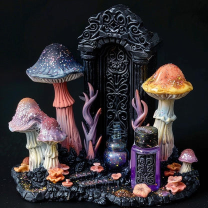Pastel Goth Fairy Garden Kit  Candy Court Glow Arch Windowsill Mini Garden | Gothic DIY Miniature Decor with Glow in the Dark Details