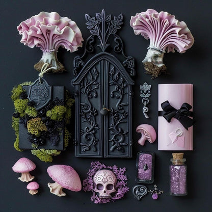 Pastel Goth Fairy Garden Kit  Candy Court Glow Arch Windowsill Mini Garden | Gothic DIY Miniature Decor with Glow in the Dark Details