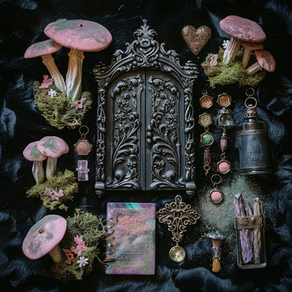 Pastel Goth Fairy Garden Kit  Candy Court Glow Arch Windowsill Mini Garden | Gothic DIY Miniature Decor with Glow in the Dark Details