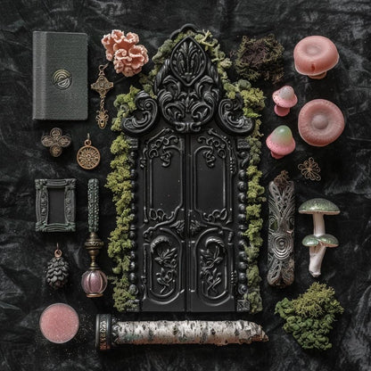 Pastel Goth Fairy Garden Kit  Candy Court Glow Arch Windowsill Mini Garden | Gothic DIY Miniature Decor with Glow in the Dark Details