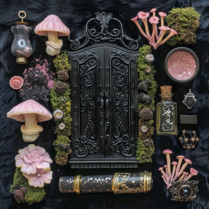 Pastel Goth Fairy Garden Kit  Candy Court Glow Arch Windowsill Mini Garden | Gothic DIY Miniature Decor with Glow in the Dark Details