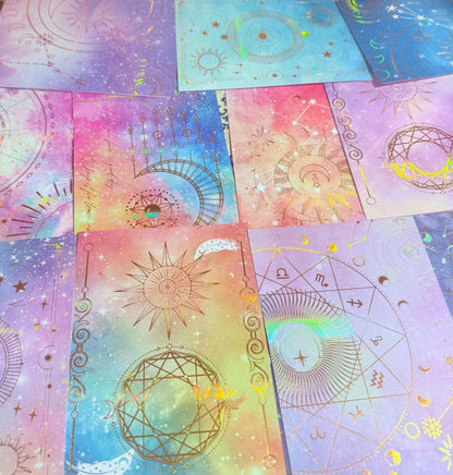 Himmels-Scrapbook-Papier-Überraschungspaket | Kuratiertes Holografisches & Pastell-Collagen-Set