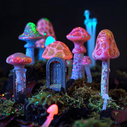 Pastel Goth Fairy Garden Kit  Candy Court Glow Arch Windowsill Mini Garden | Gothic DIY Miniature Decor with Glow in the Dark Details