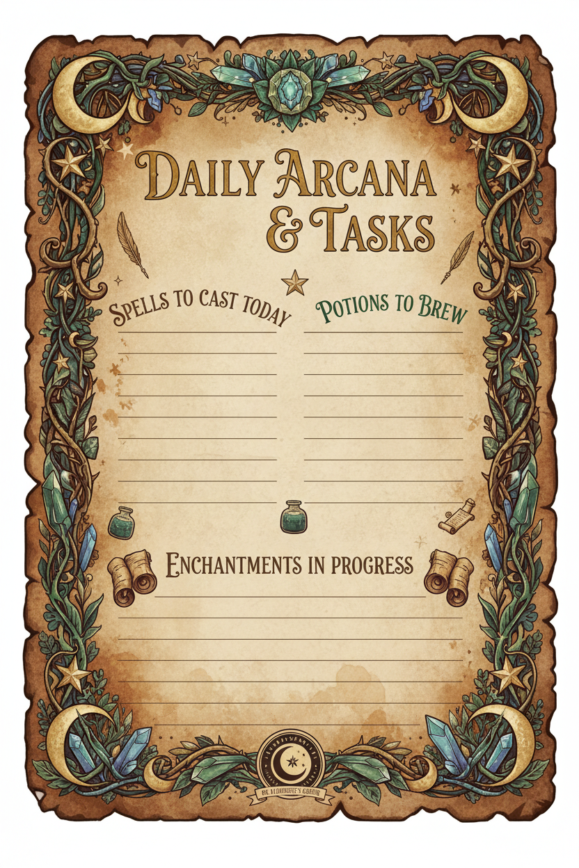 Enchanted Moon & Magic Planner Pages — Printable Fantasy Journal Bundle (PDF)